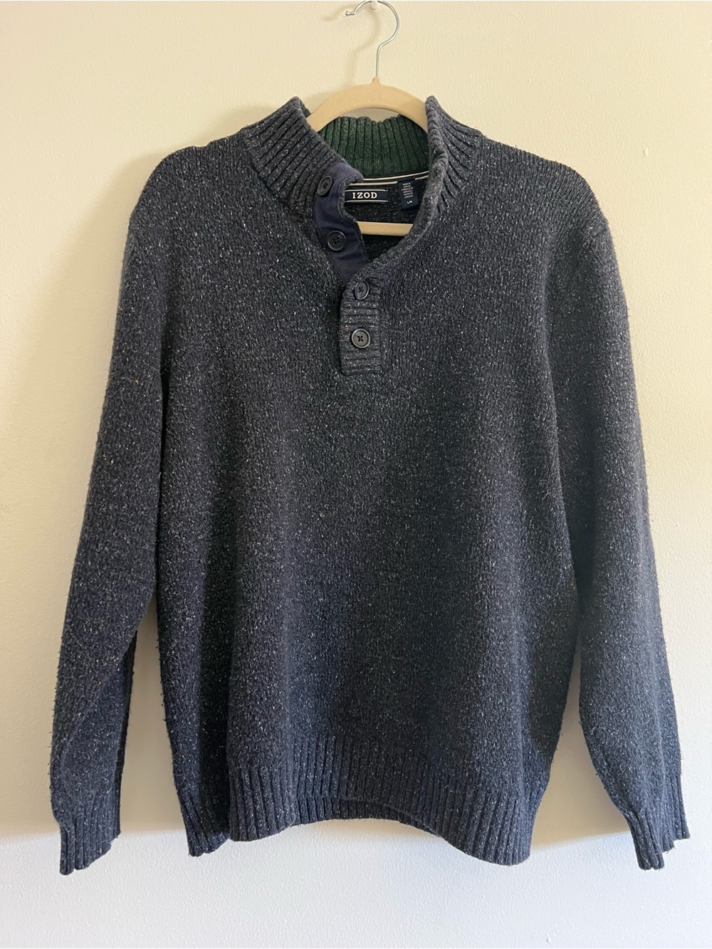 Izod Navy Speckled Zip-Neck Sweater